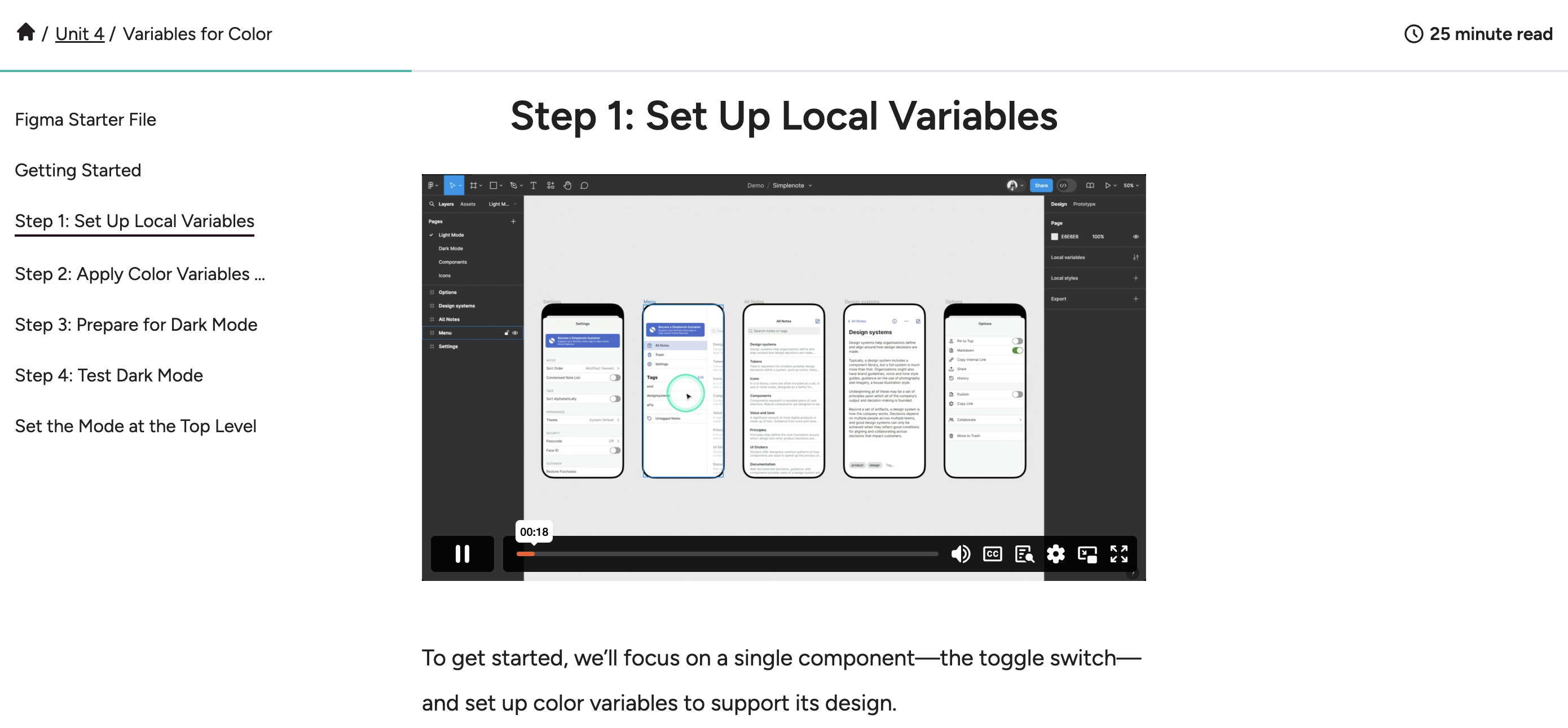 Screenshot of Advanced Figma course interface.